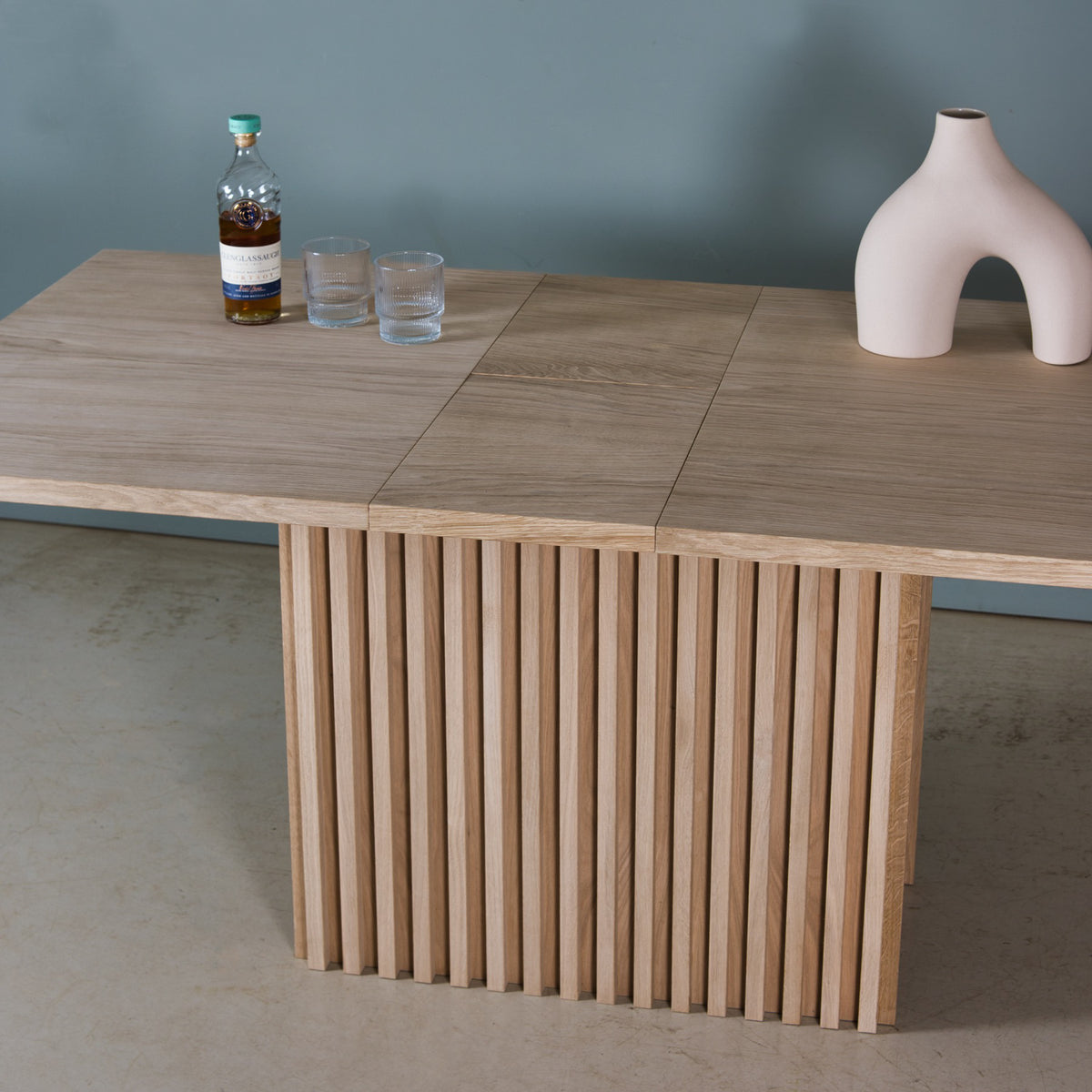 Fluted Oak Extending Dining Table, Colm
