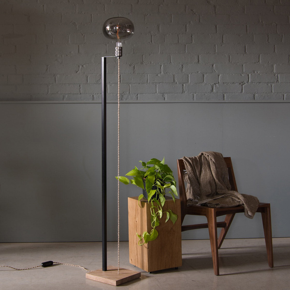 Oak Floor Lamp, Smoke