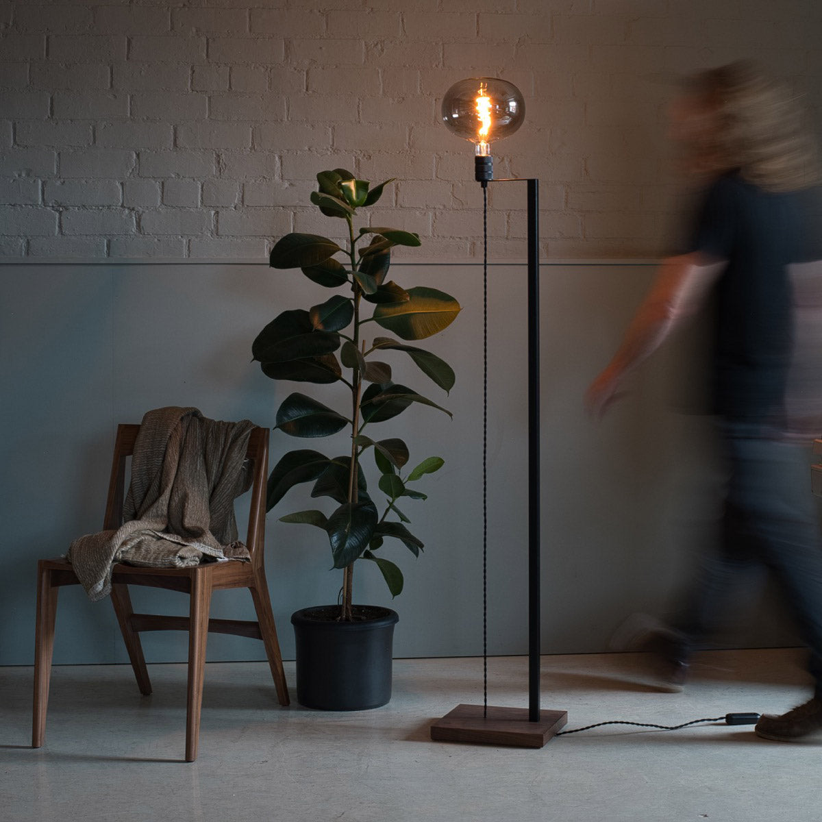 Walnut Floor Lamp, Smoke