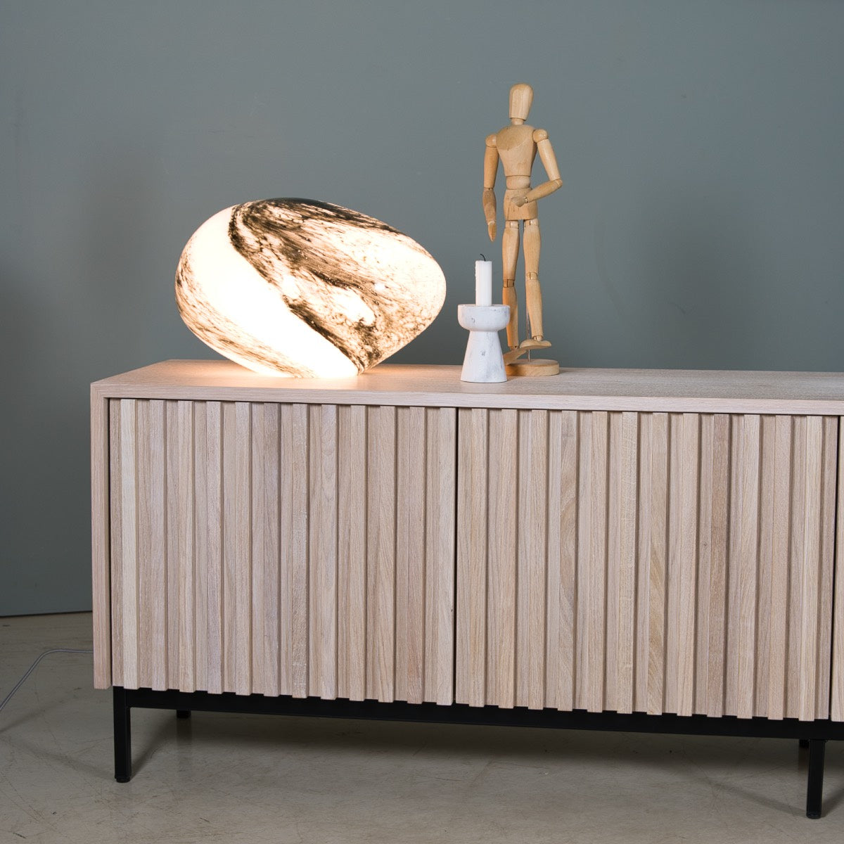 White Oak Cabinet, Fluted
