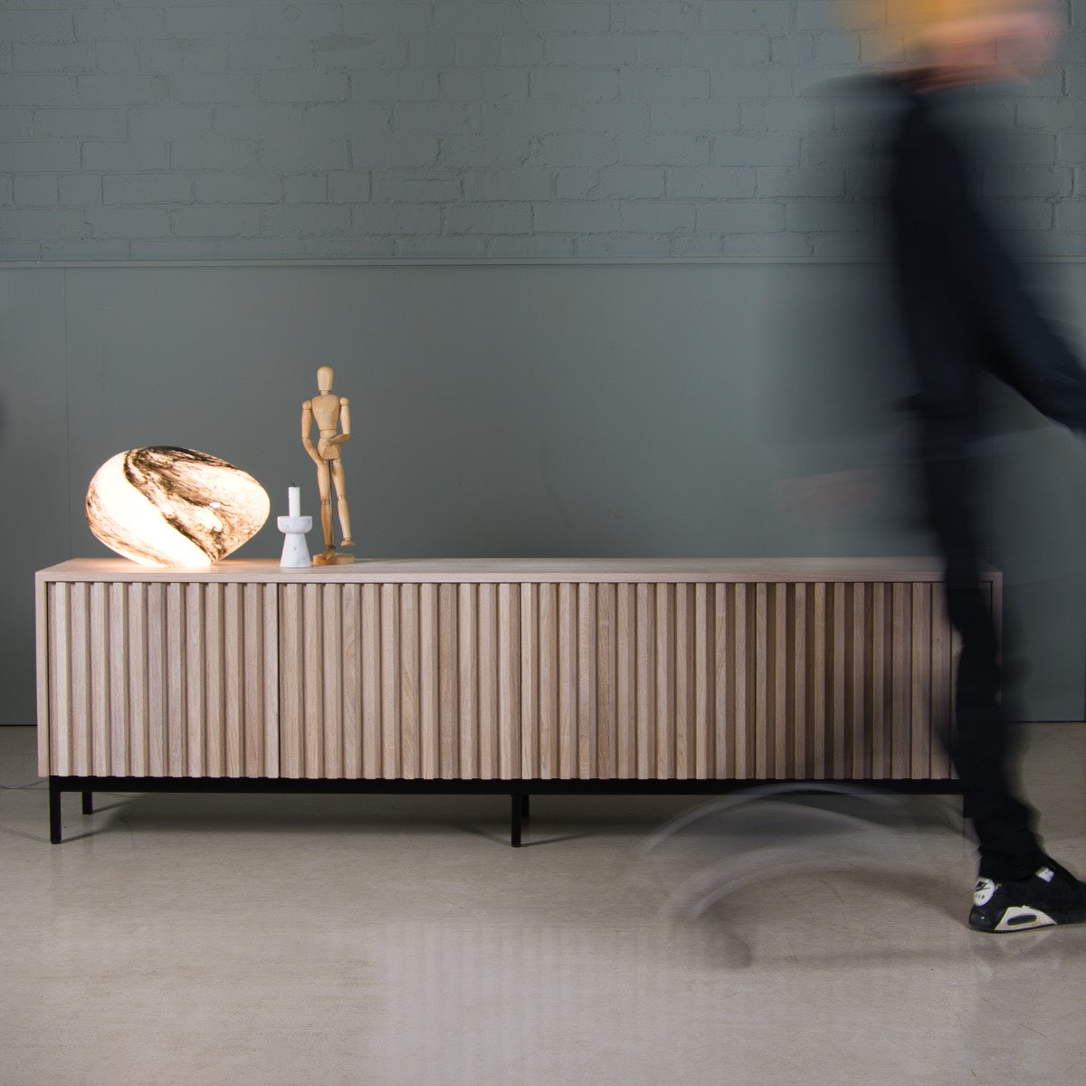 White Oak Cabinet, Fluted