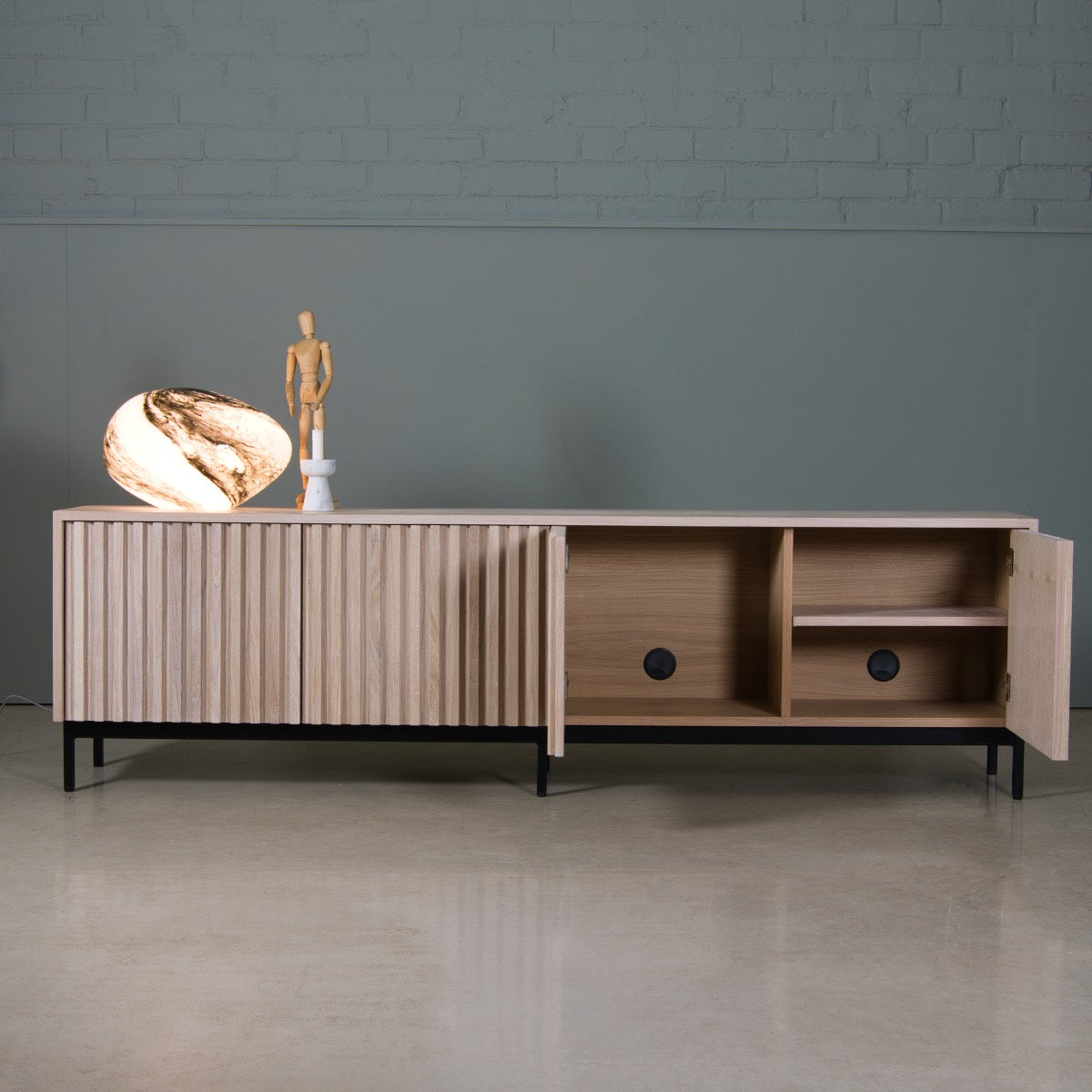 White Oak Cabinet, Fluted