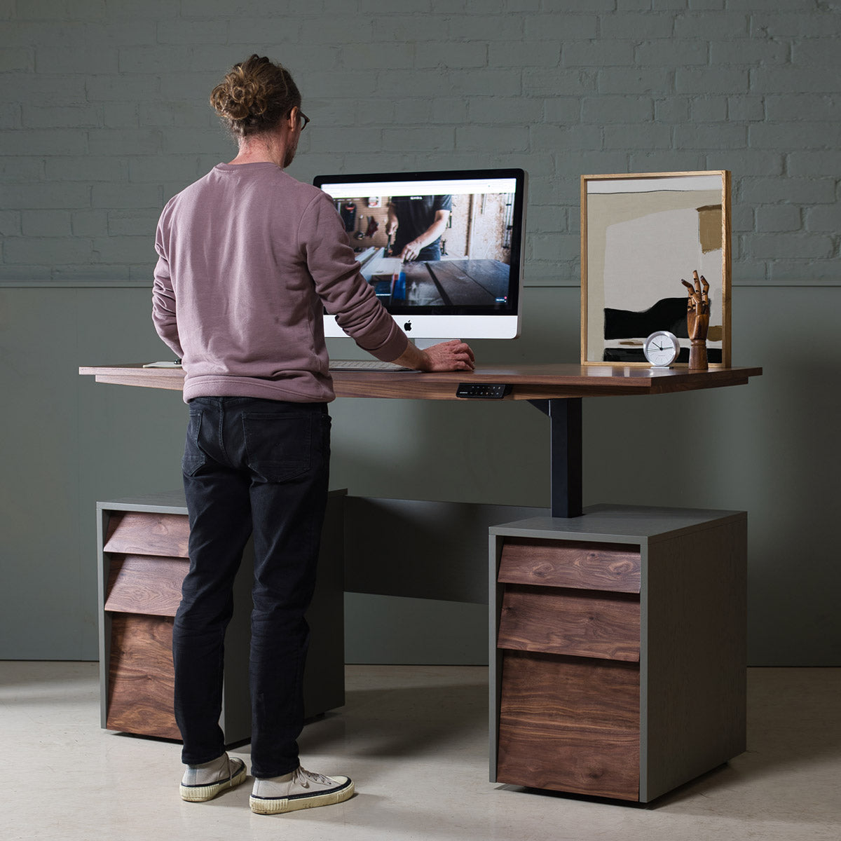 Sit-Stand Walnut Desk, Croft