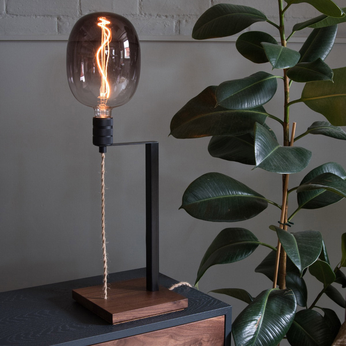 Walnut Table Lamp, Smoke