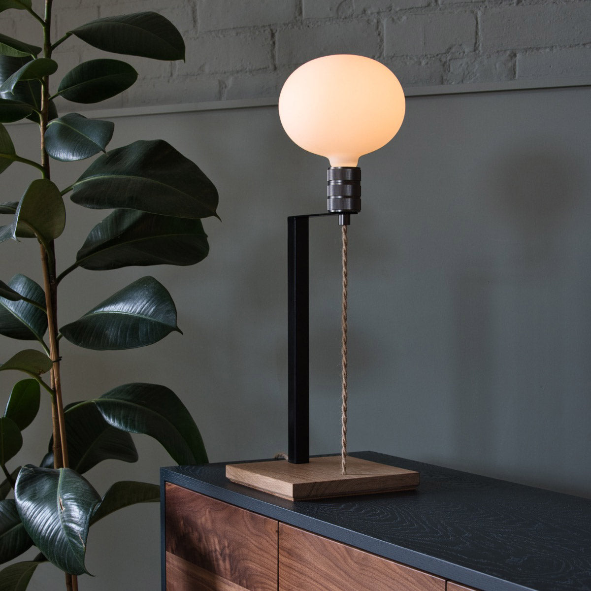Oak Table Lamp, Opal