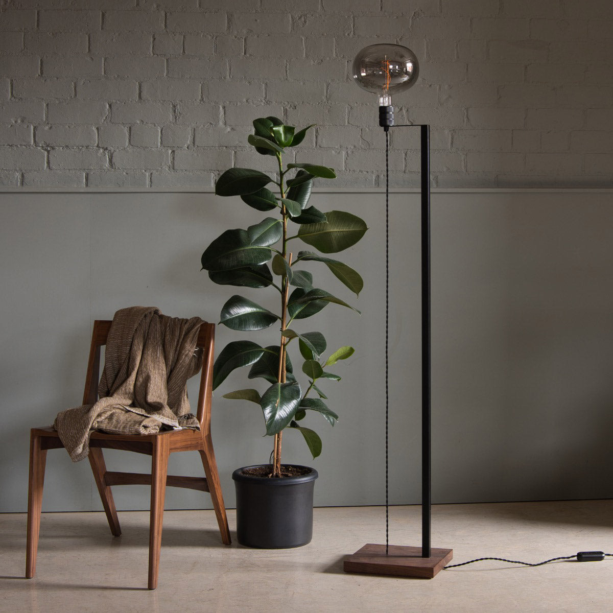 Walnut Floor Lamp, Smoke