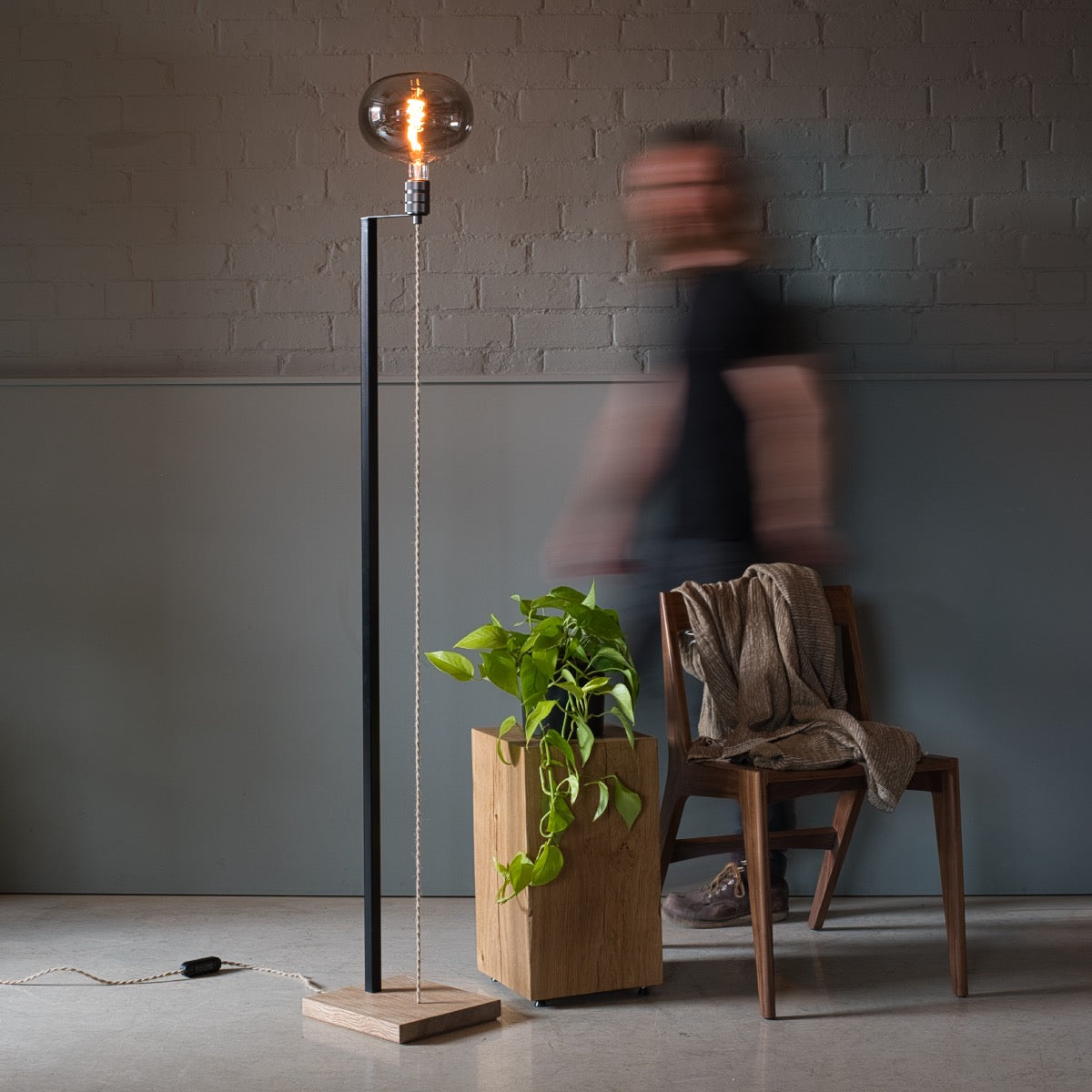 Oak Floor Lamp, Smoke