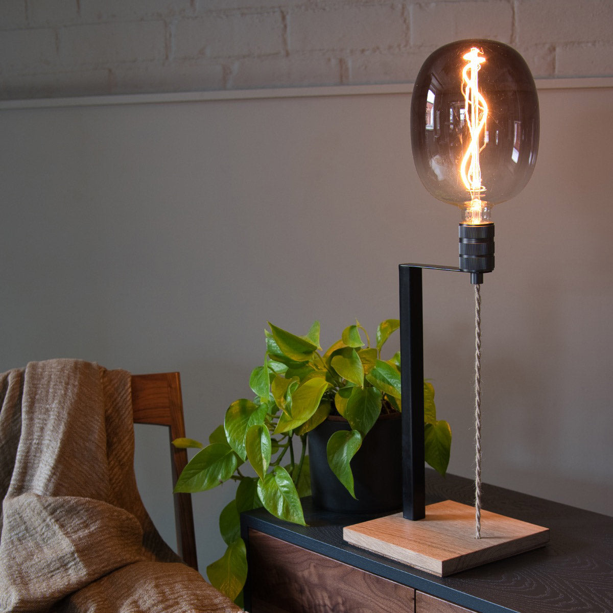 Oak Table Lamp, Smoke