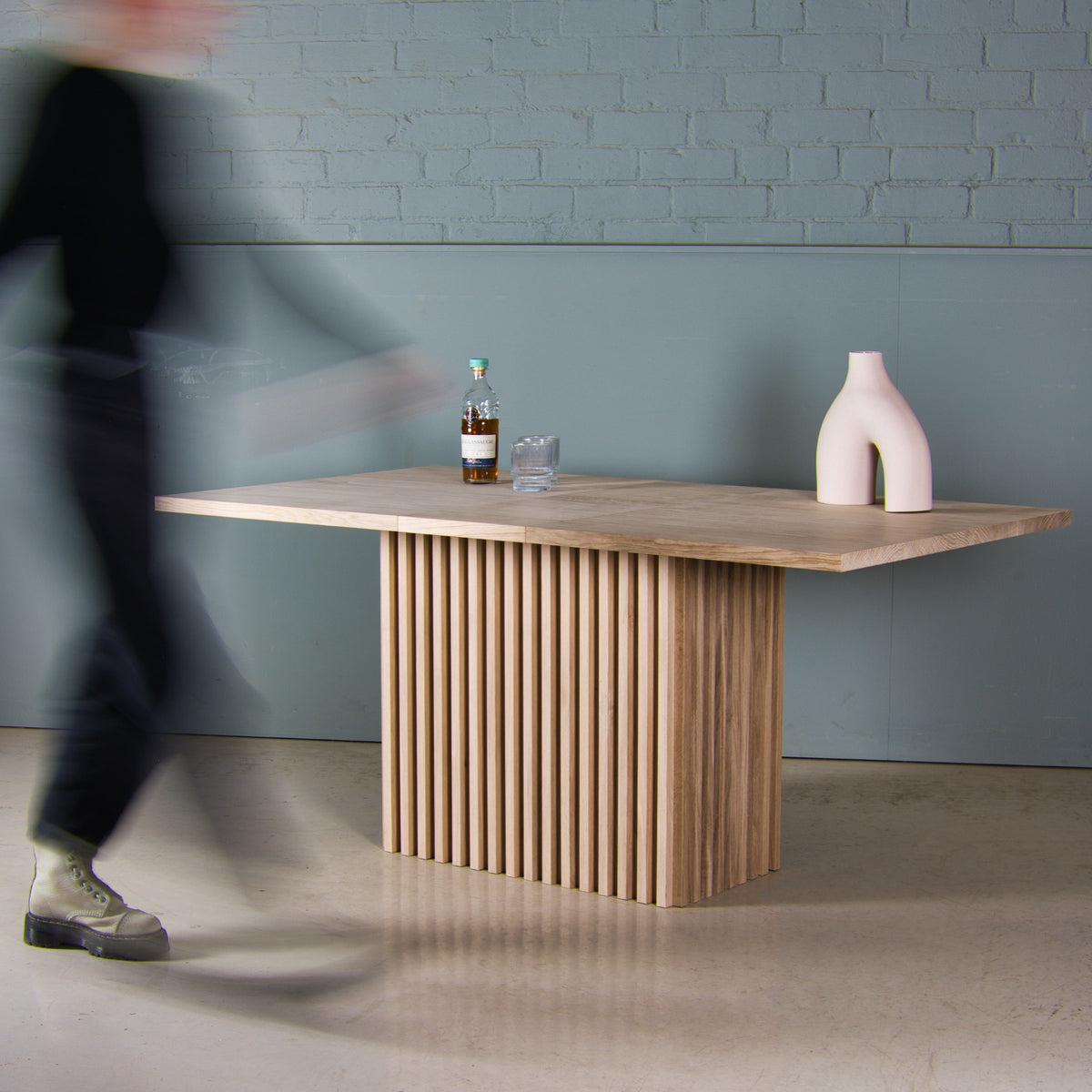 Fluted Oak Extending Dining Table, Colm