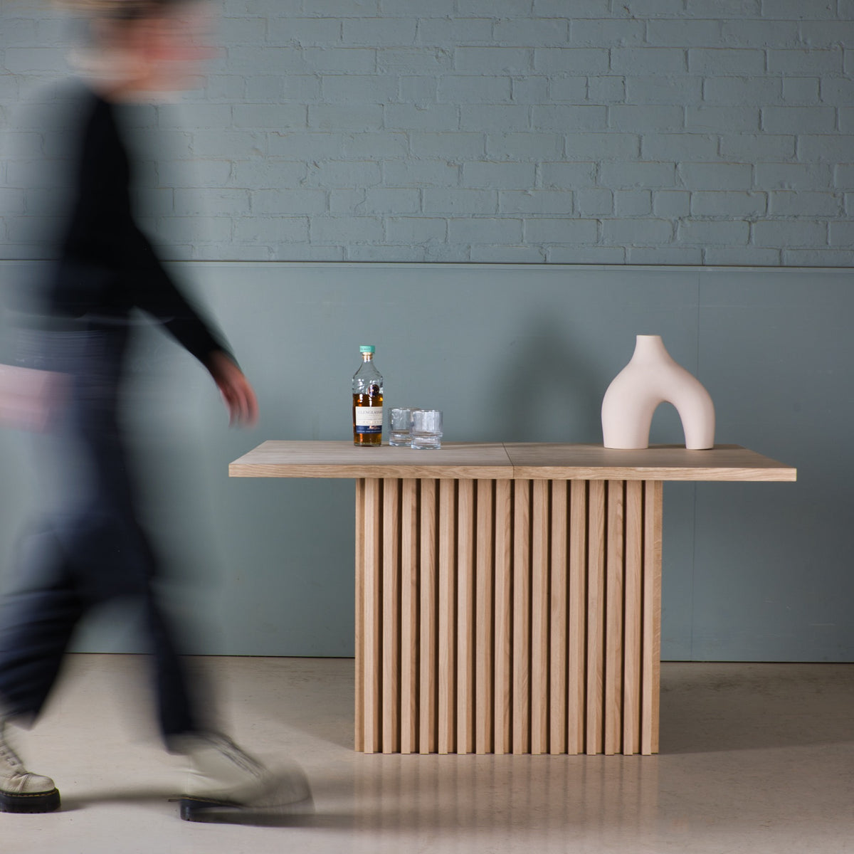 Fluted Oak Extending Dining Table, Colm