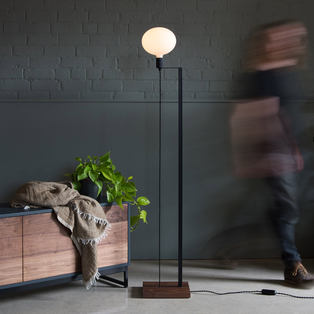 Walnut Floor Lamp, Opal