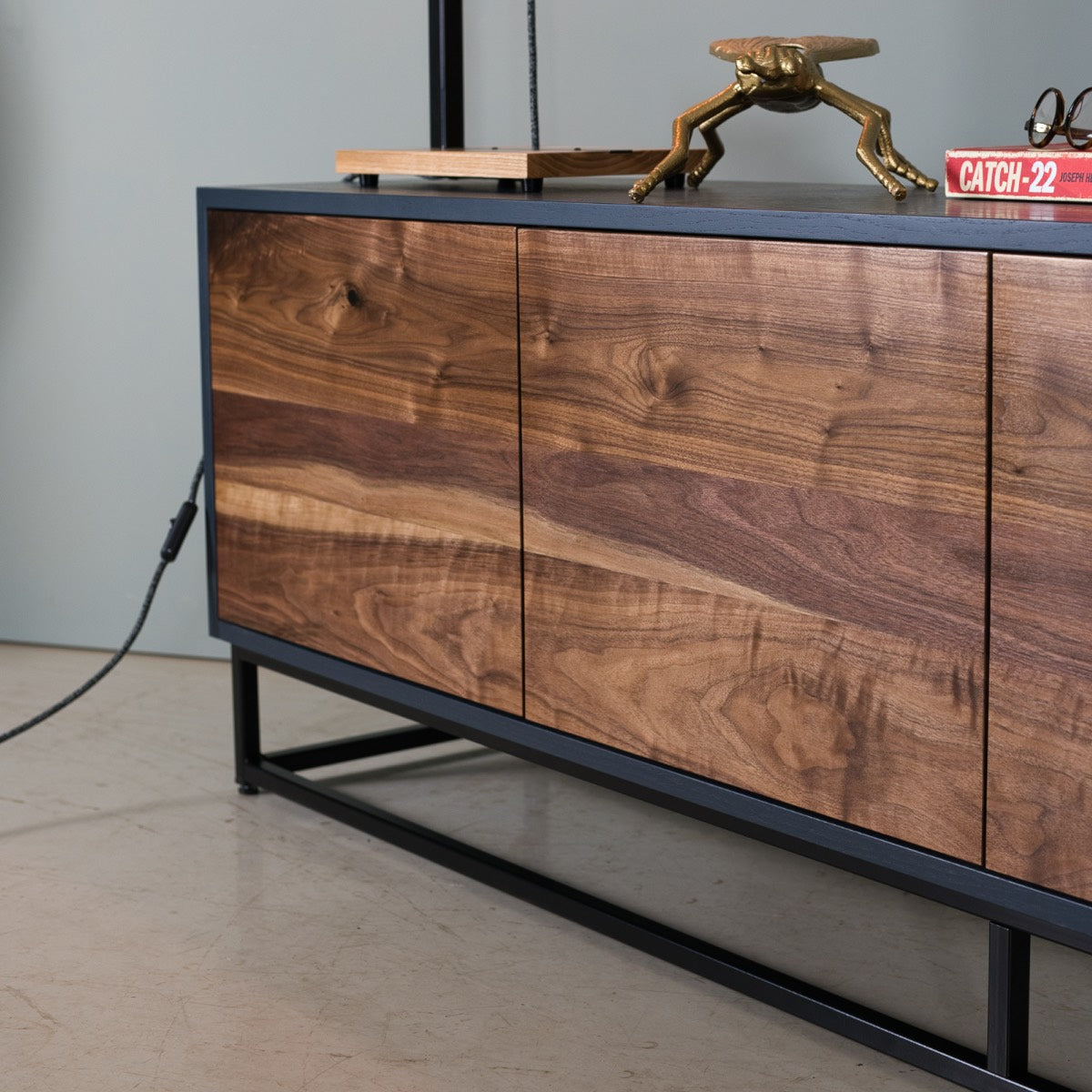 Walnut TV Stand with Storage, Sao