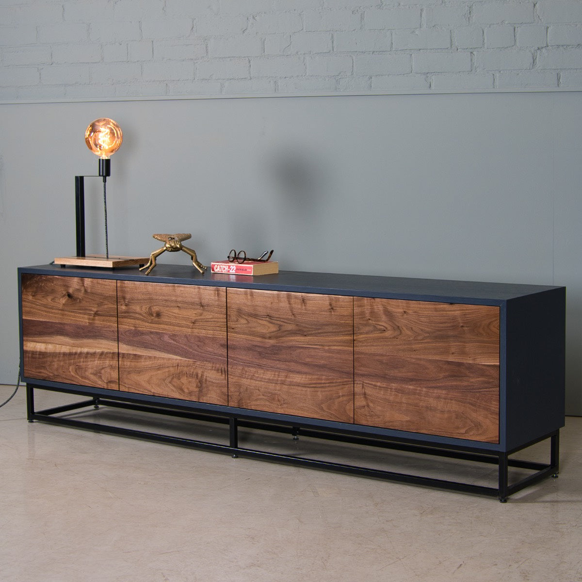 Walnut TV Stand with Storage, Sao