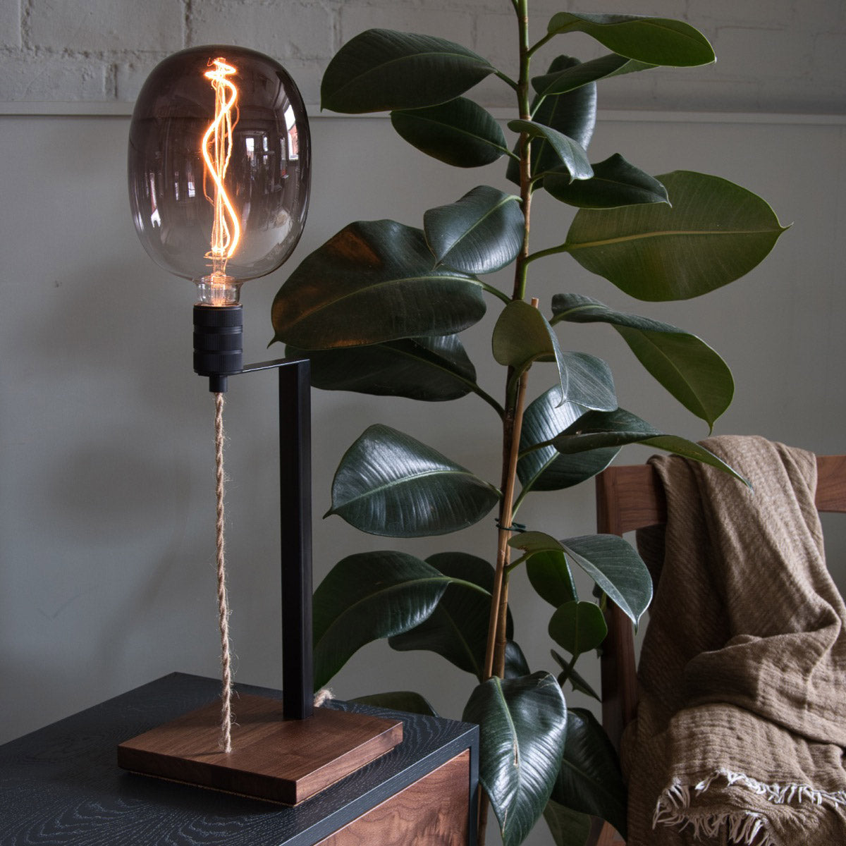 Walnut Table Lamp, Smoke