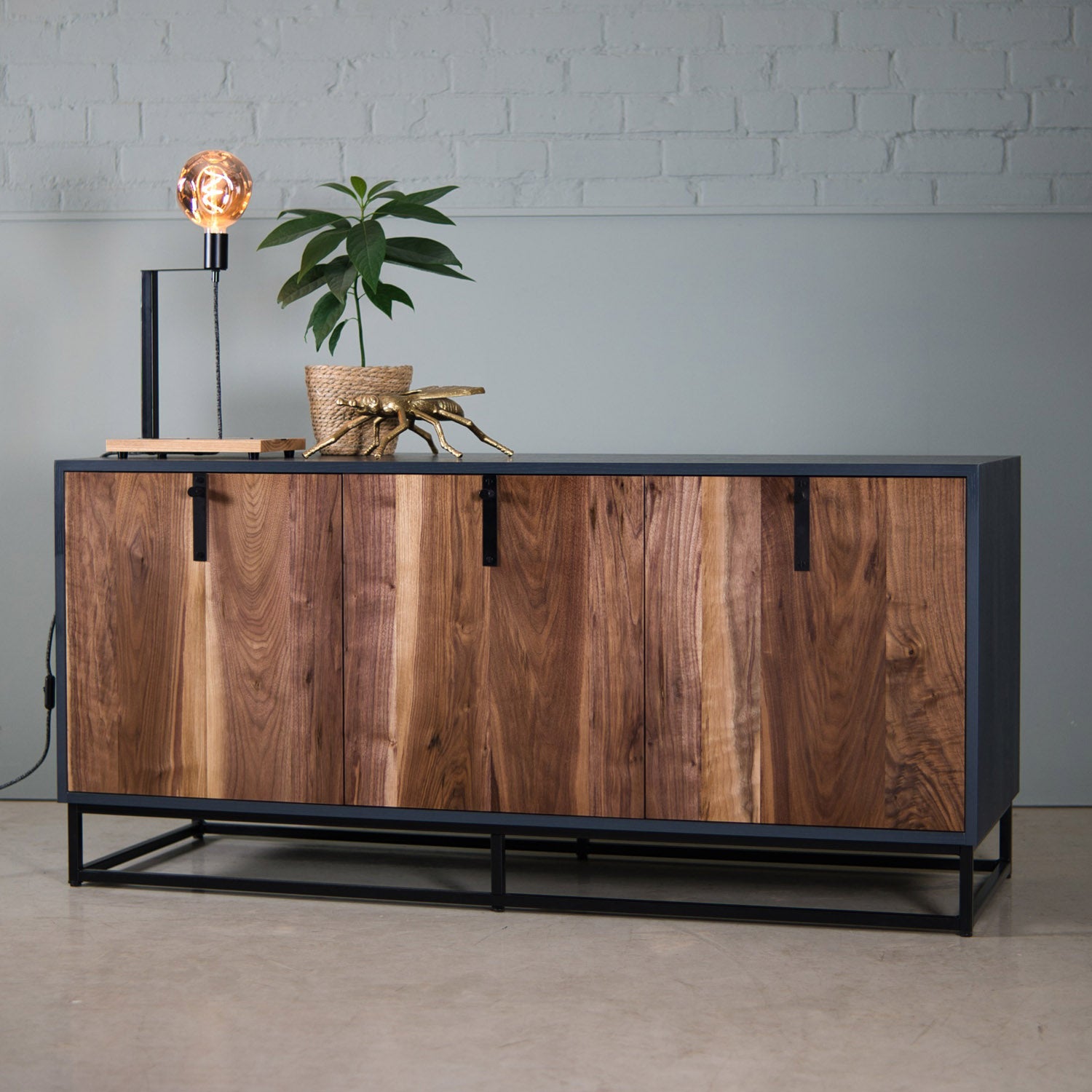 Solid walnut sideboard with knurled brass handles | KODA Studios