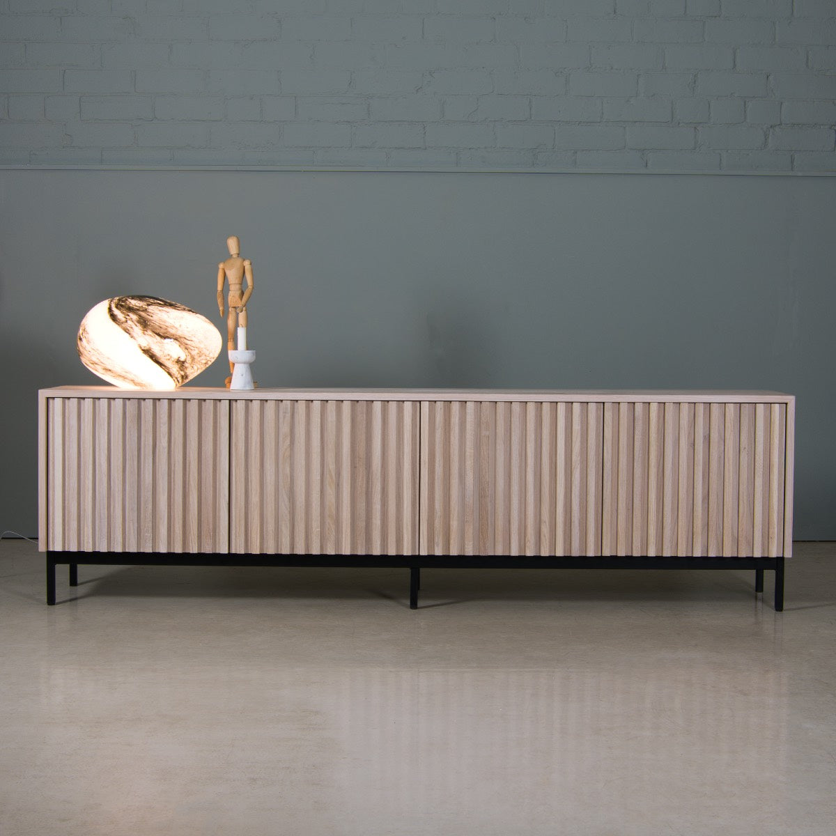 White Oak Cabinet, Fluted