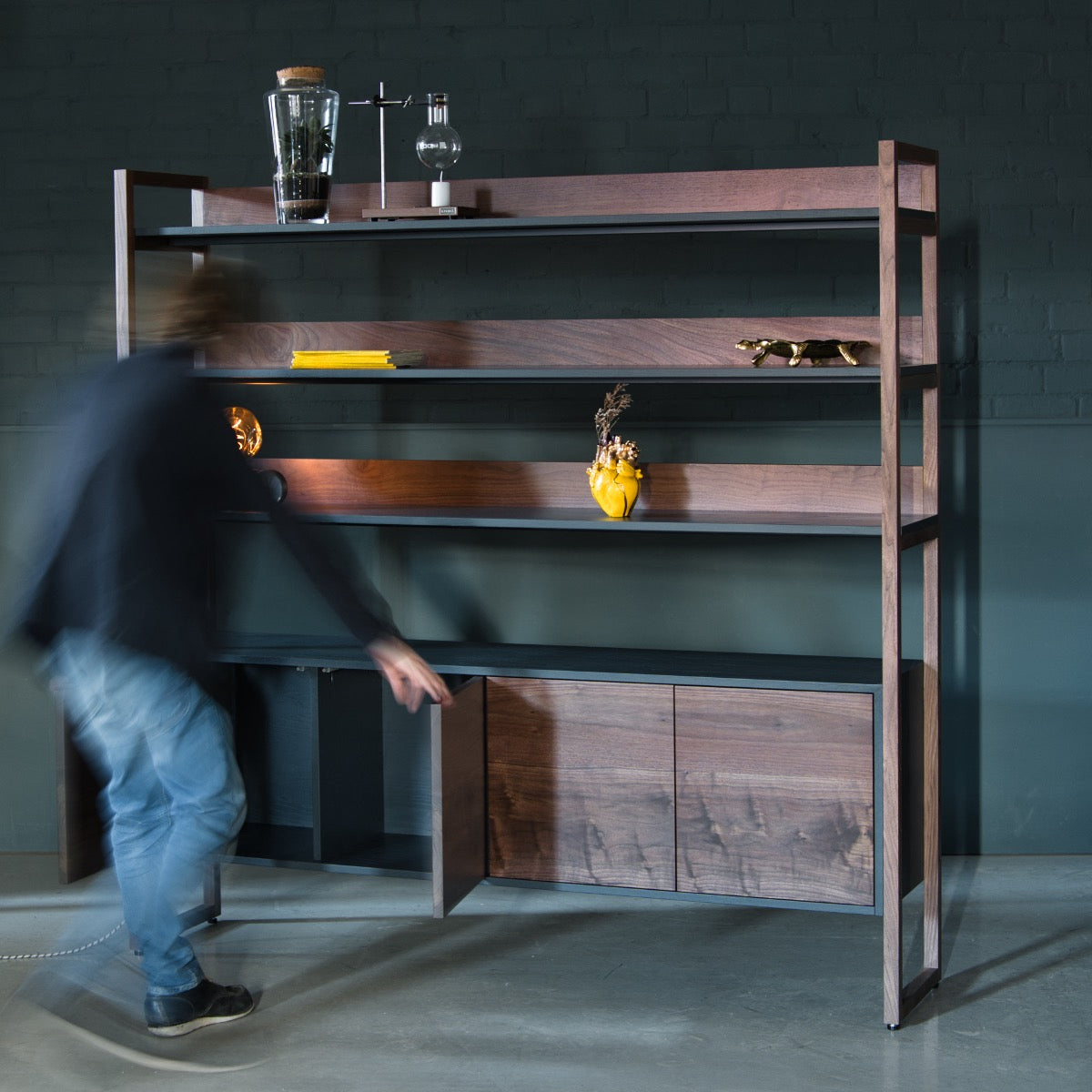 An image of the Walnut Shelving Unit, Ari product available from Koda Studios