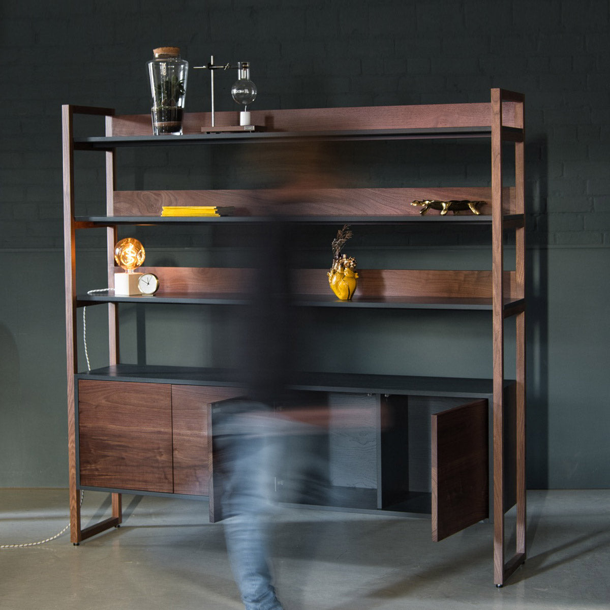 An image of the Walnut Shelving Unit, Ari product available from Koda Studios