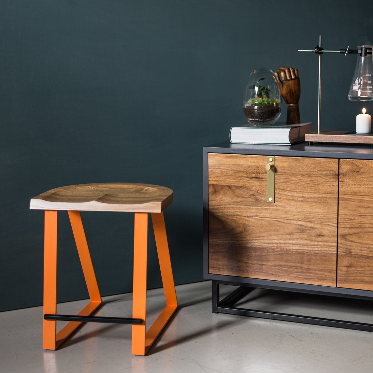 An image of the Oak Dining Stool, Angle product available from Koda Studios