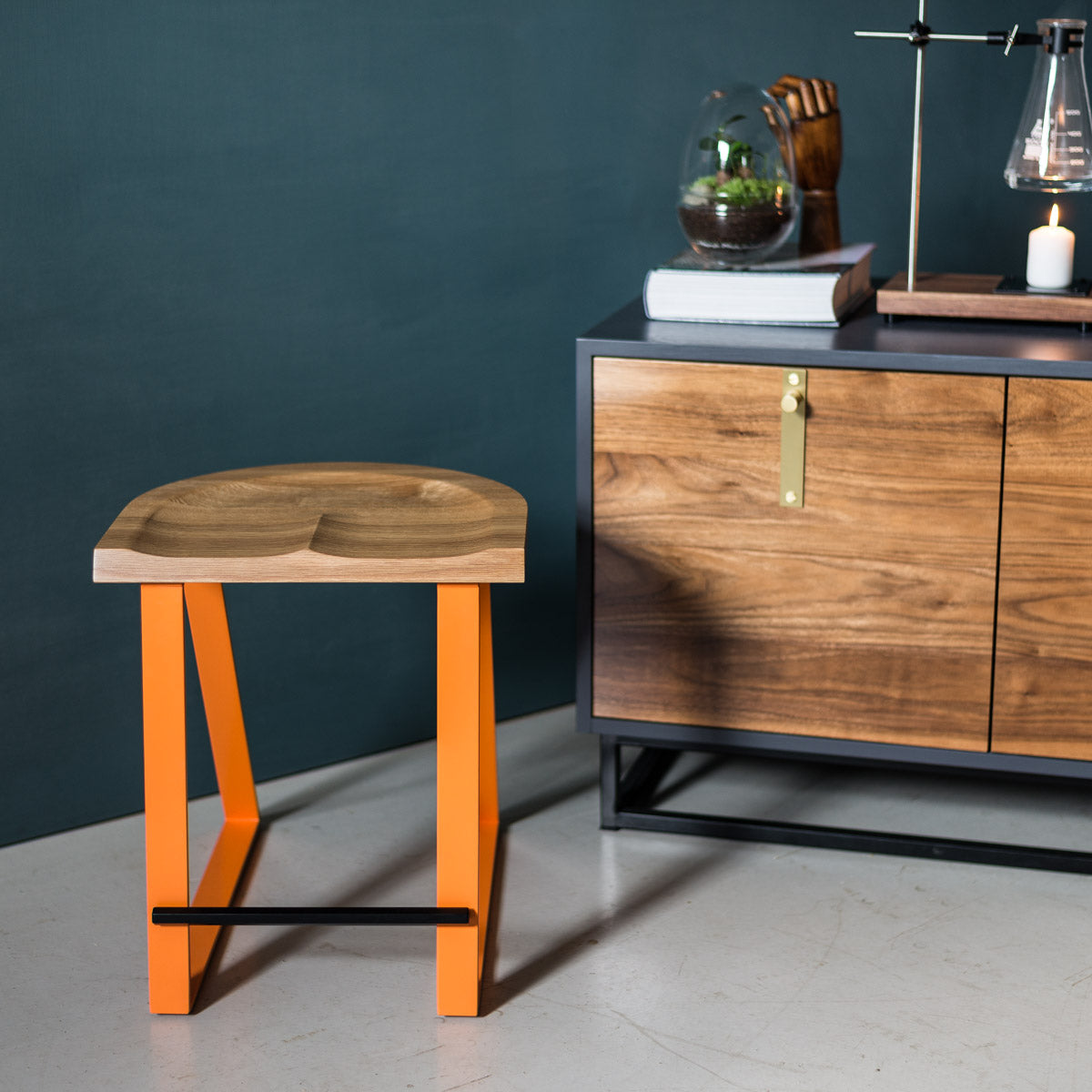 An image of the Oak Dining Stool, Angle product available from Koda Studios