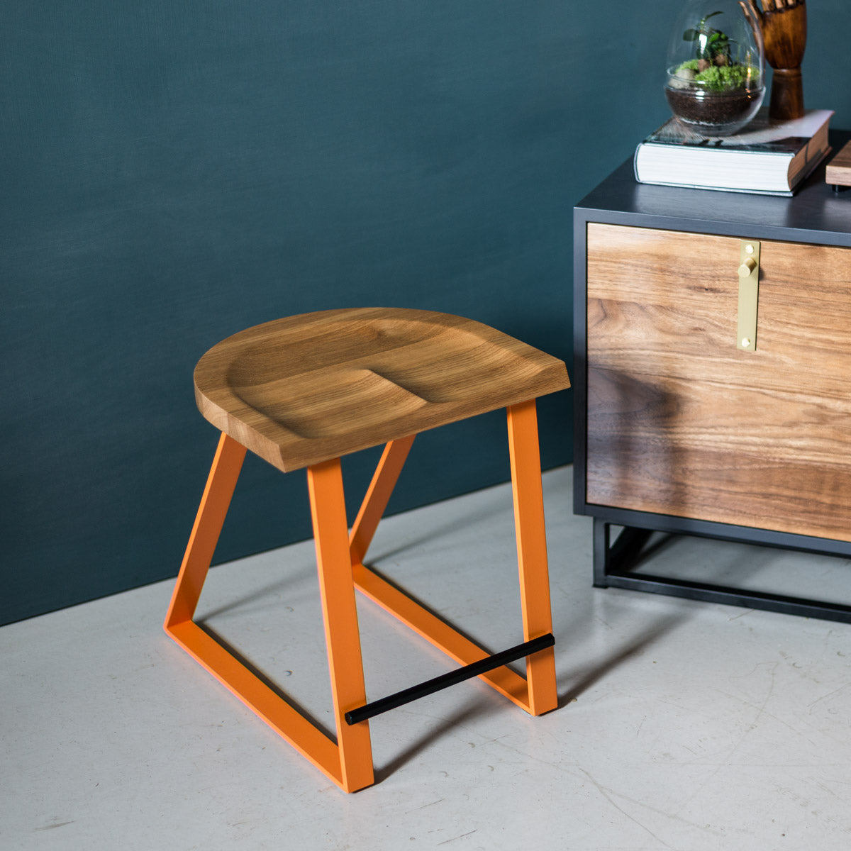 An image of the Oak Dining Stool, Angle product available from Koda Studios