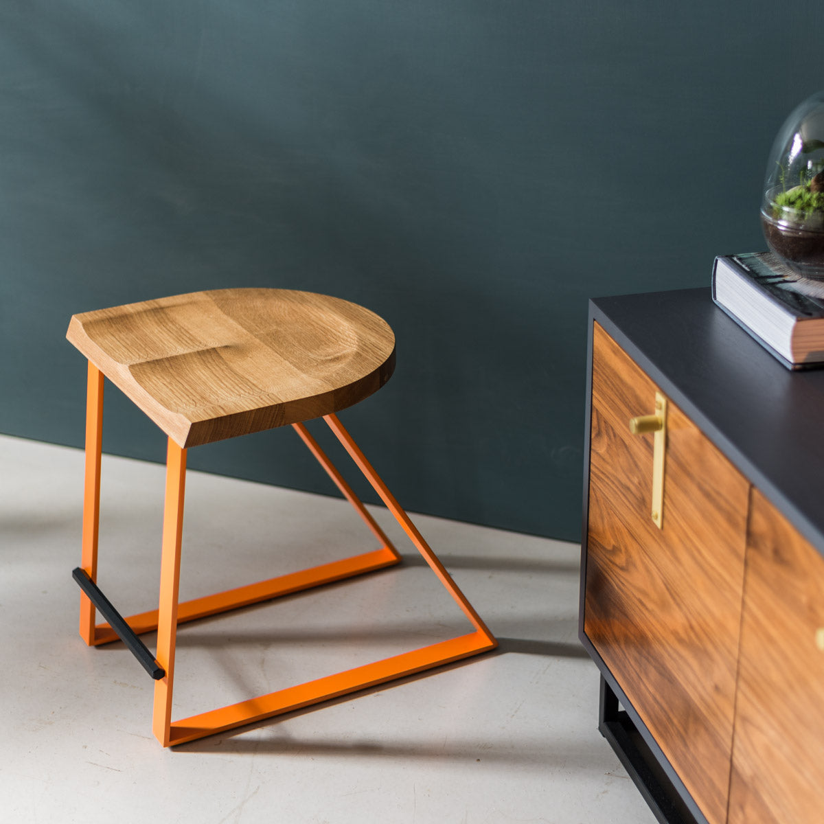 An image of the Oak Dining Stool, Angle product available from Koda Studios