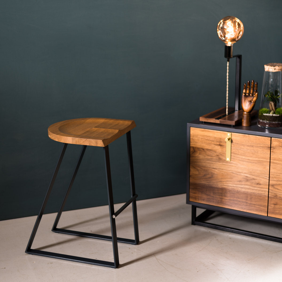 An image of the Oak Counter Stool, Angle product available from Koda Studios