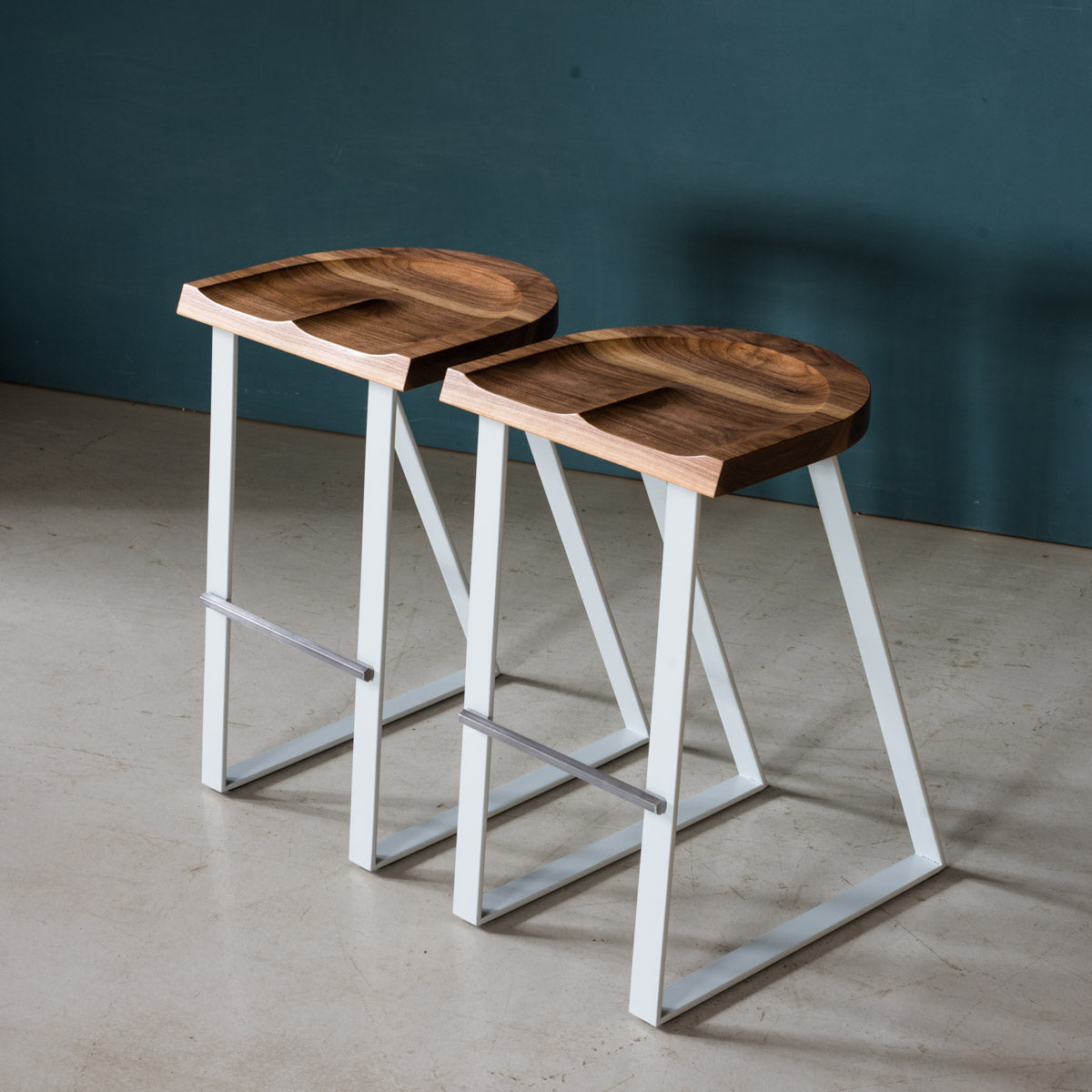 An image of the Walnut Counter Stool, Angle product available from Koda Studios