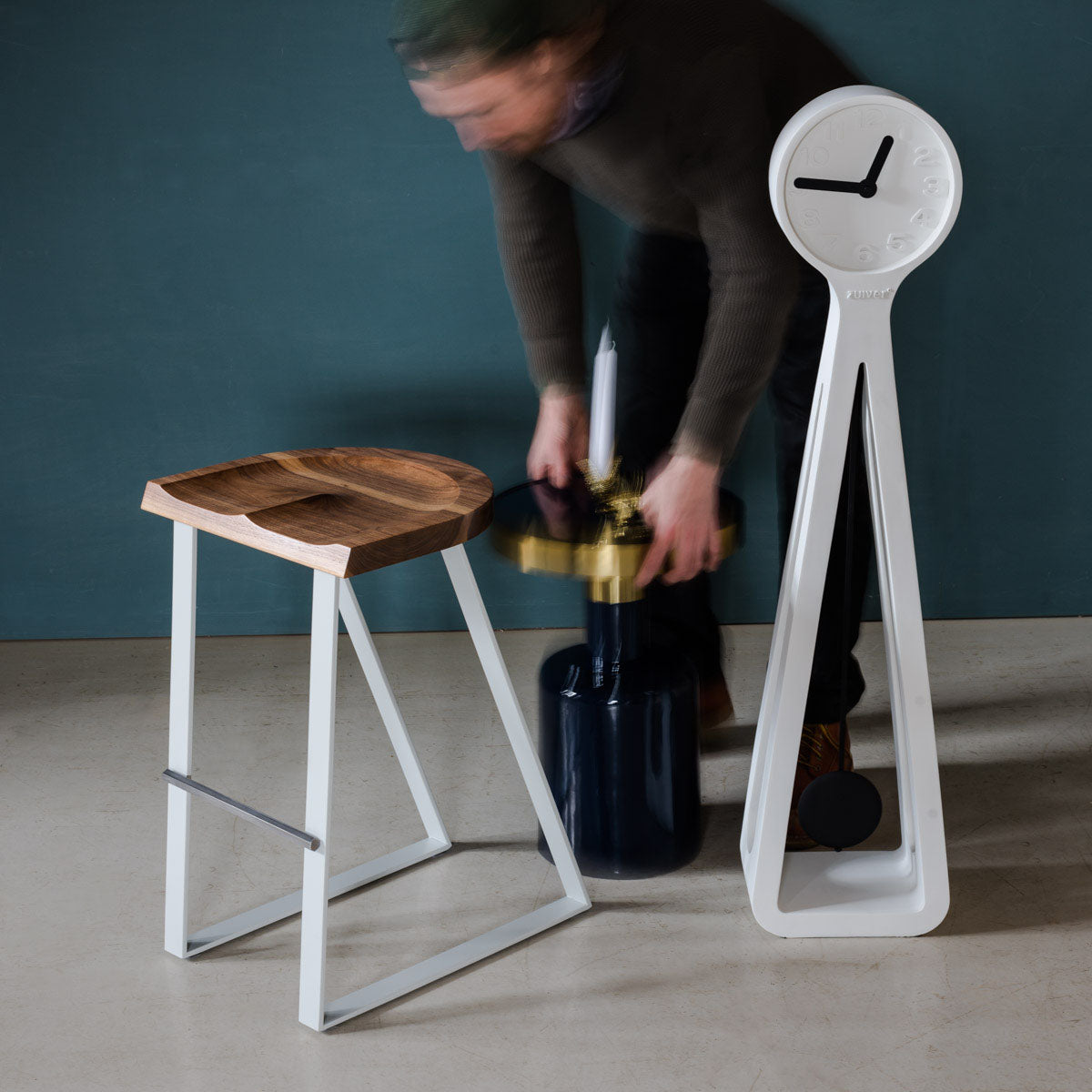 An image of the Walnut Counter Stool, Angle product available from Koda Studios