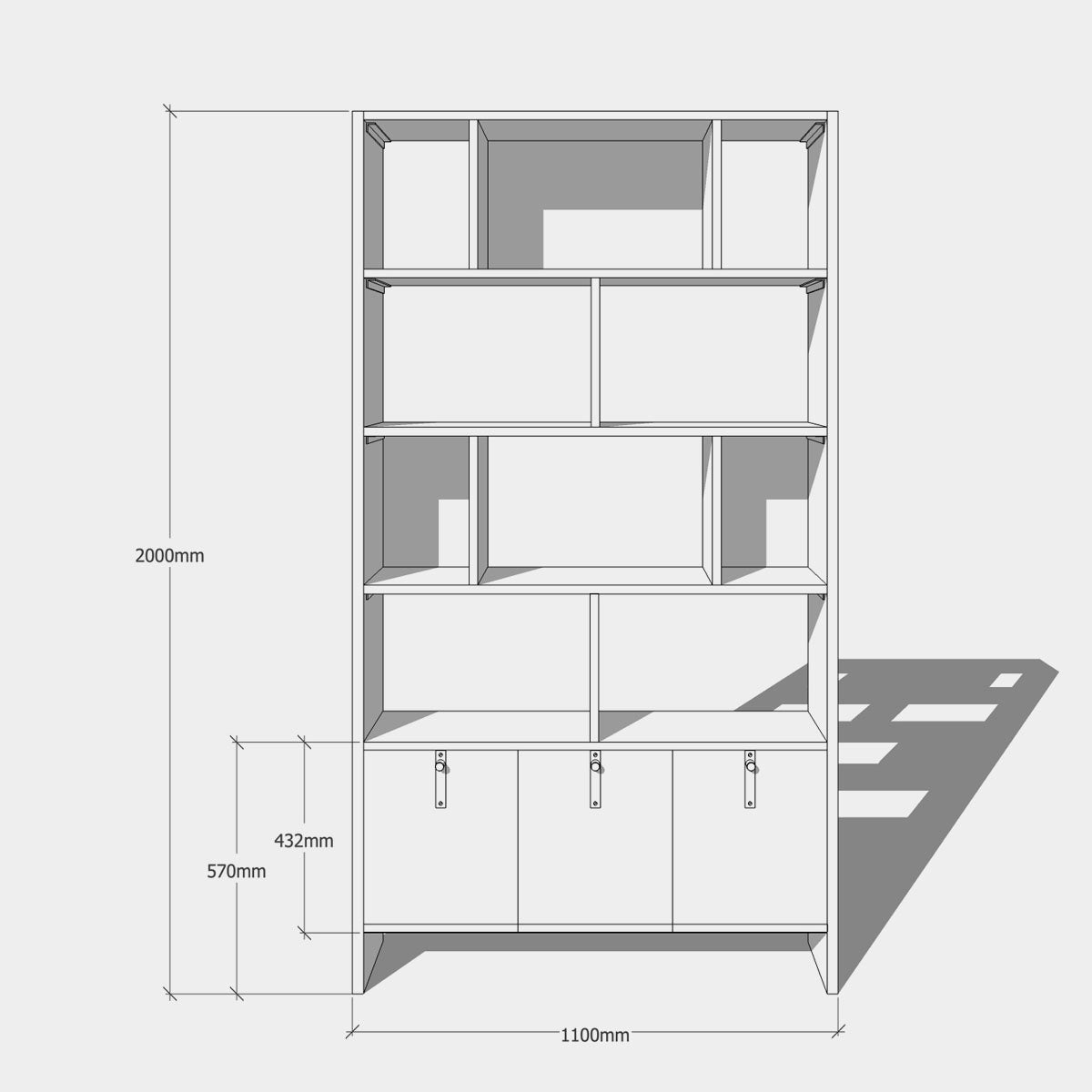 An image of the Walnut Bookcase, Aeris product available from Koda Studios