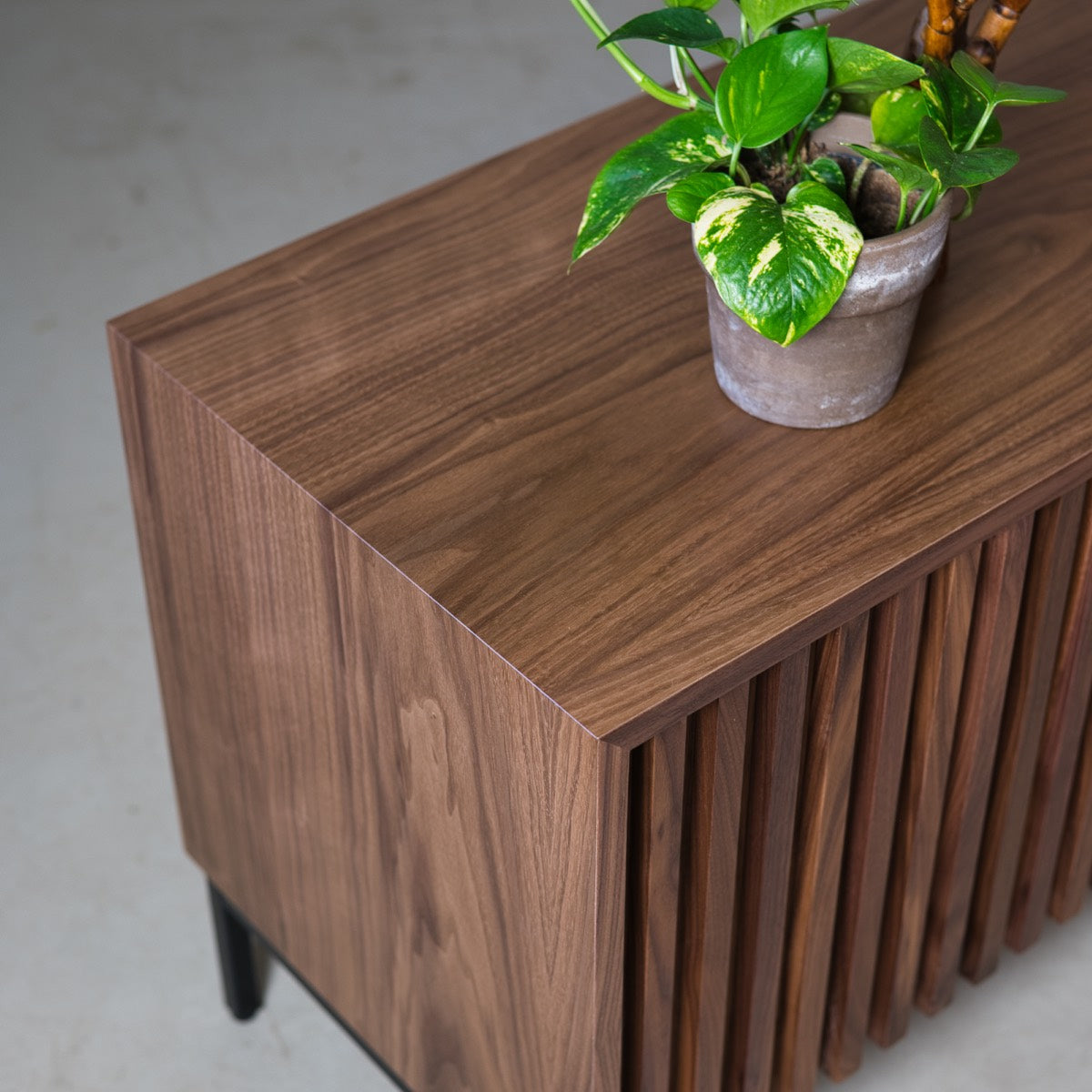 Fluted Storage Cabinet, Walnut