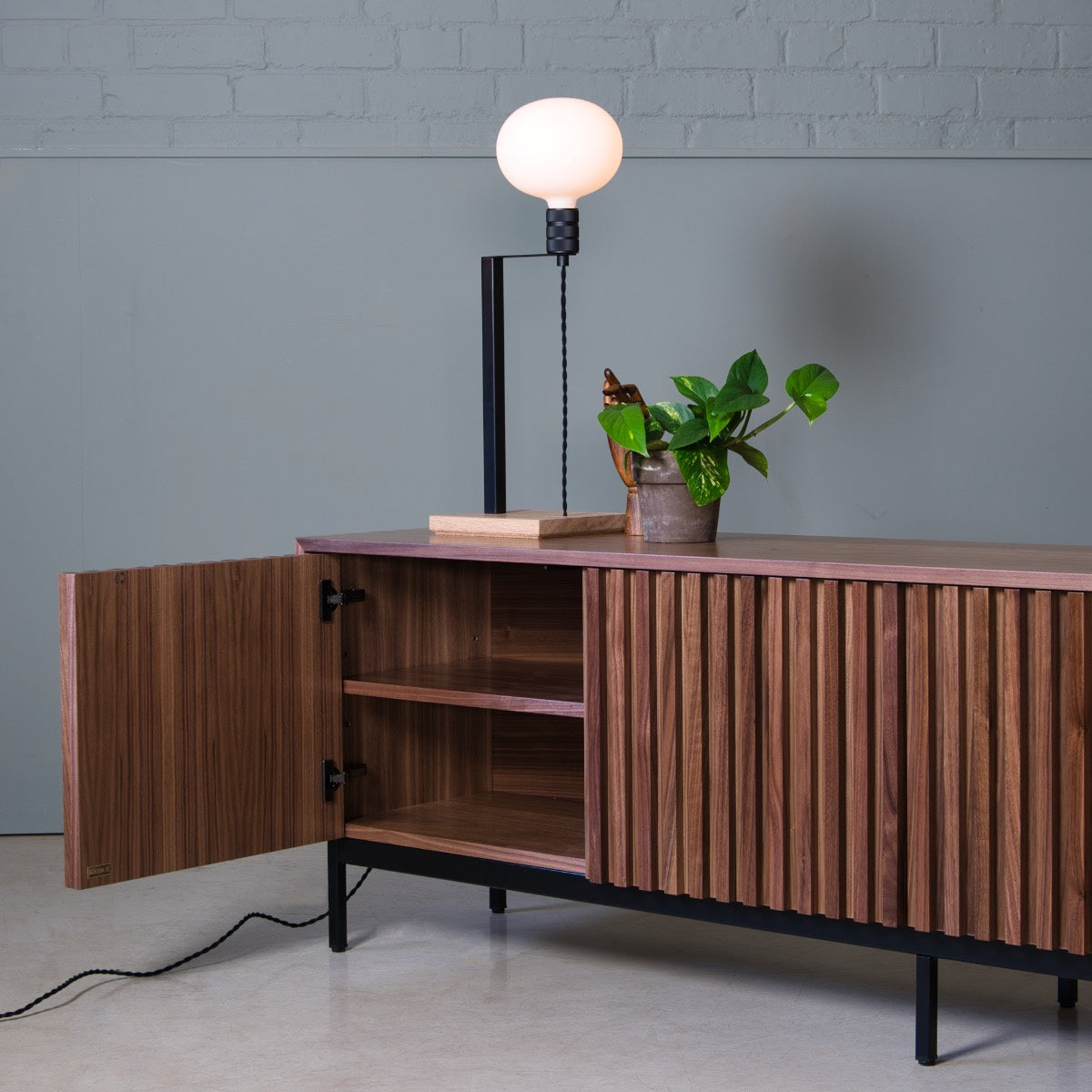 Fluted Storage Cabinet, Walnut