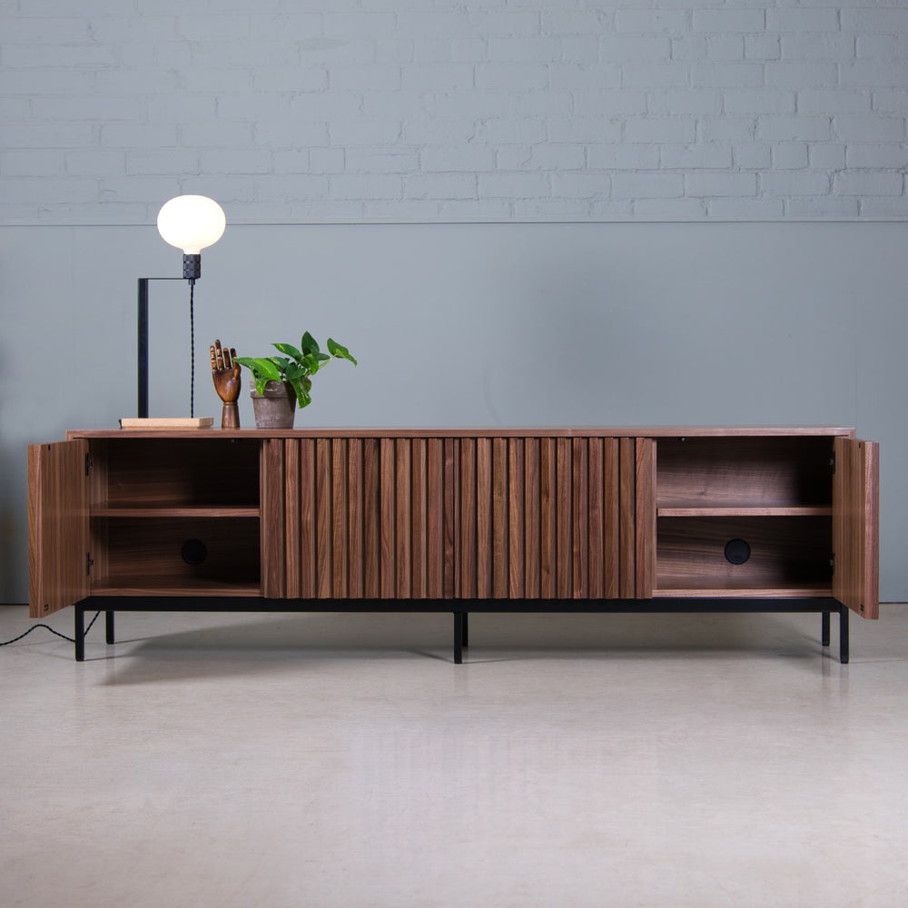 Fluted Storage Unit Fluted Storage Cabinet, Fluted Walnut Media Unit | KODA Studios