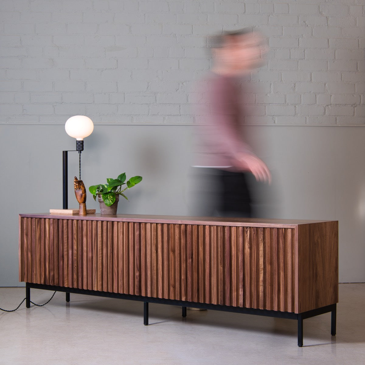 Fluted Storage Cabinet, Walnut