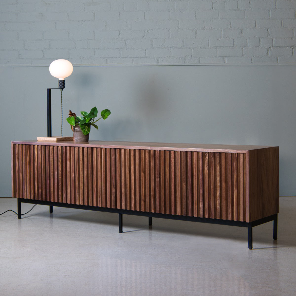 Fluted Storage Cabinet, Walnut