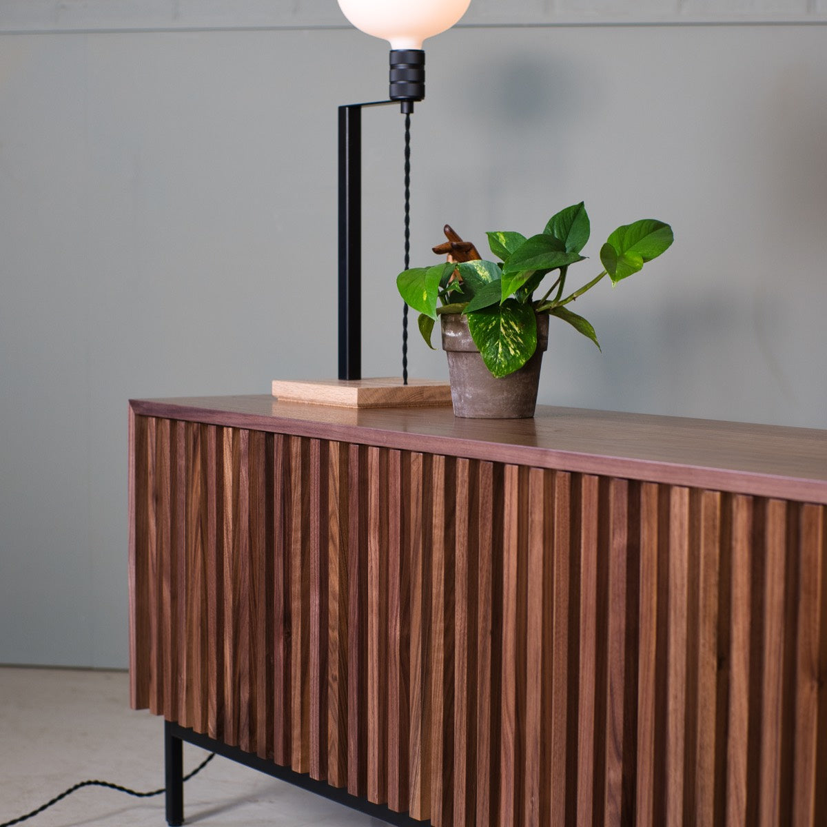 Fluted Storage Cabinet, Walnut