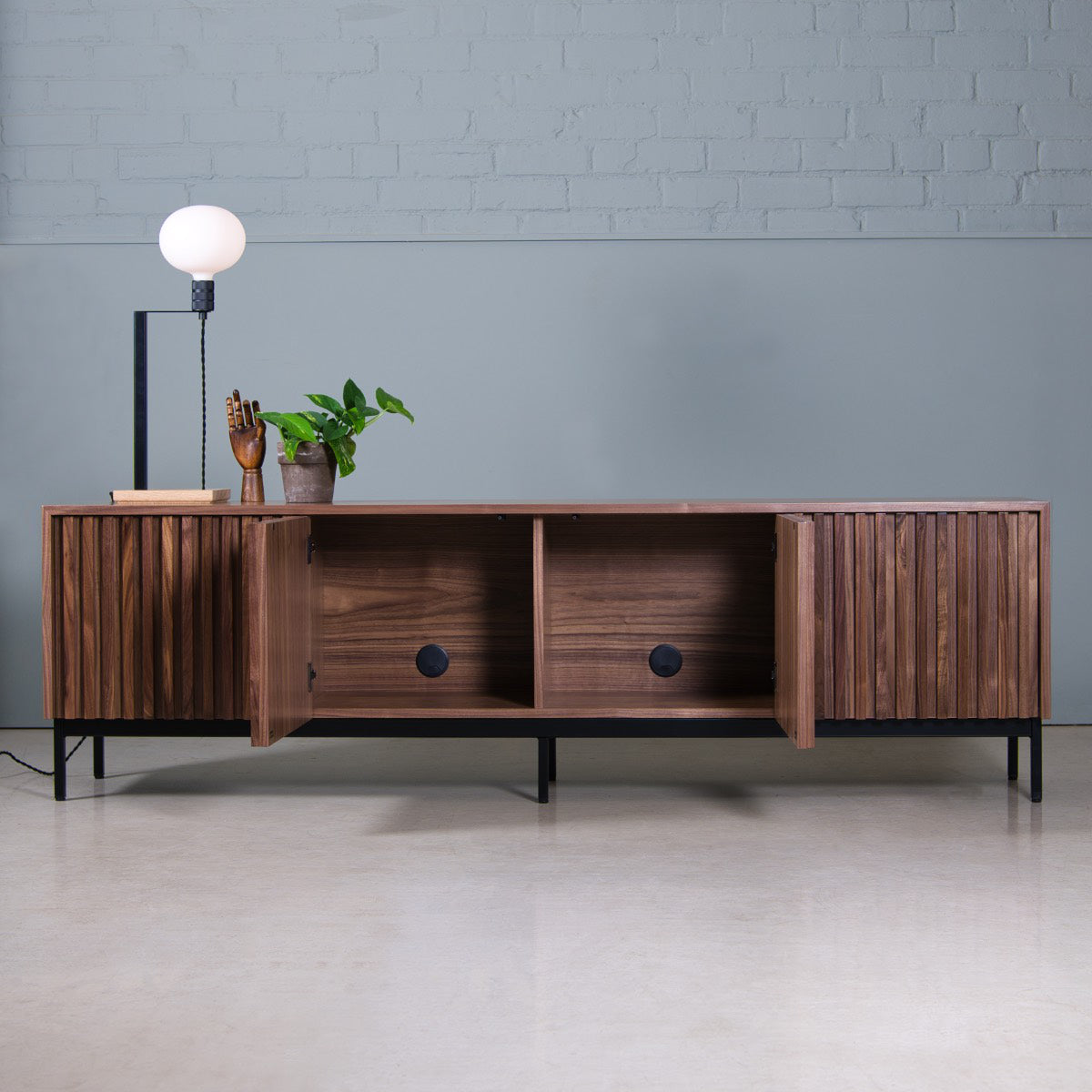 Fluted Storage Cabinet, Walnut