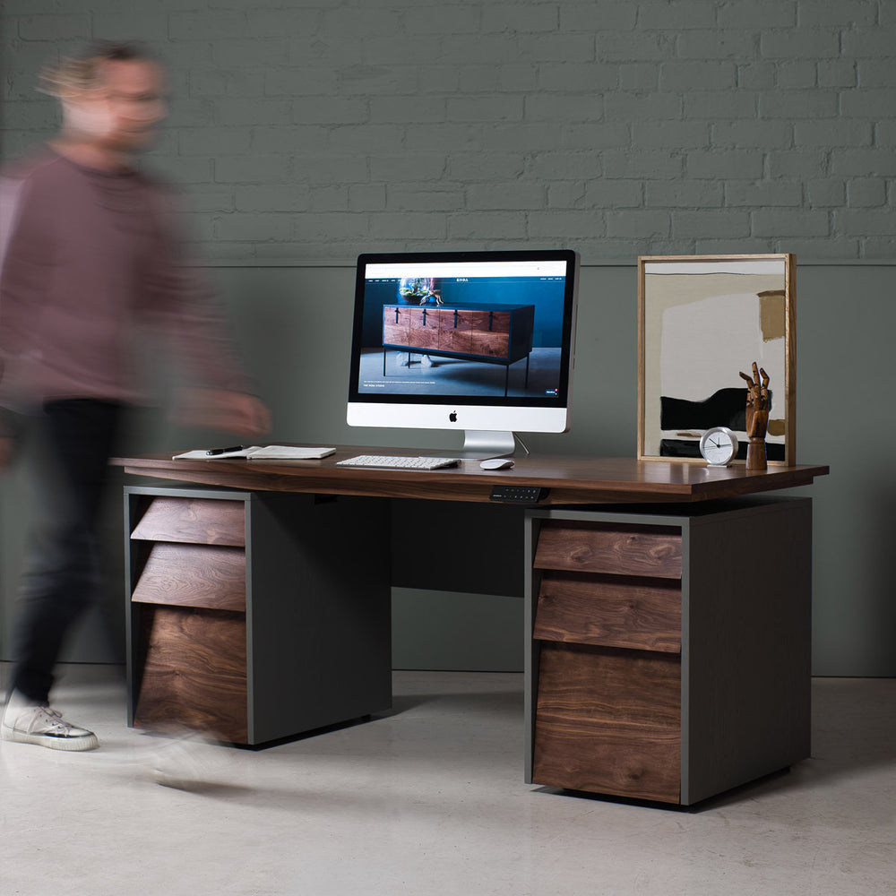 Sit-Stand Walnut Desk - Height Adjustable Desk | KODA Studios