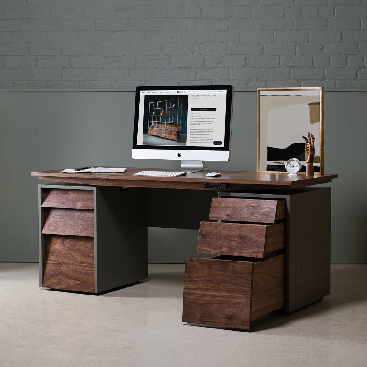 Walnut desk online drawers