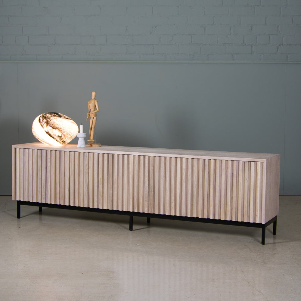 White Oak Cabinet, Fluted Wood Media Unit | KODA Studios