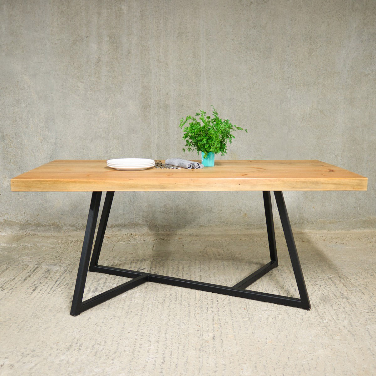 Steel And Wood Kitchen Table Abstract Style Metal Table Base ECon