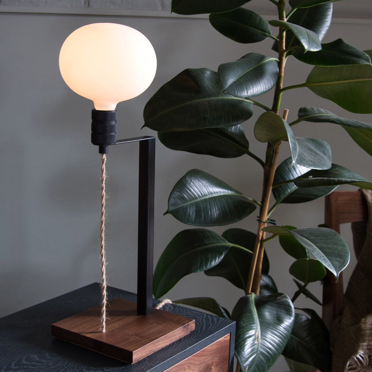Walnut Table Lamp, Opal