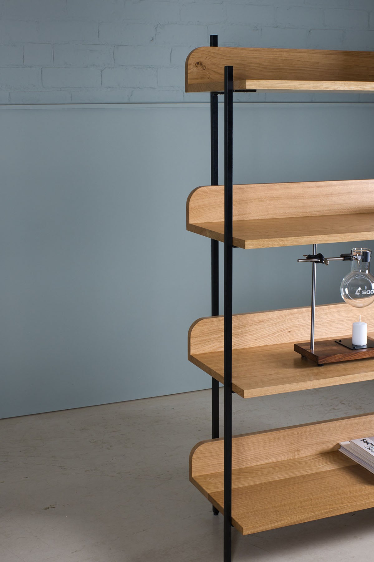 An image of the Oak Bookcase, Sia product available from Koda Studios