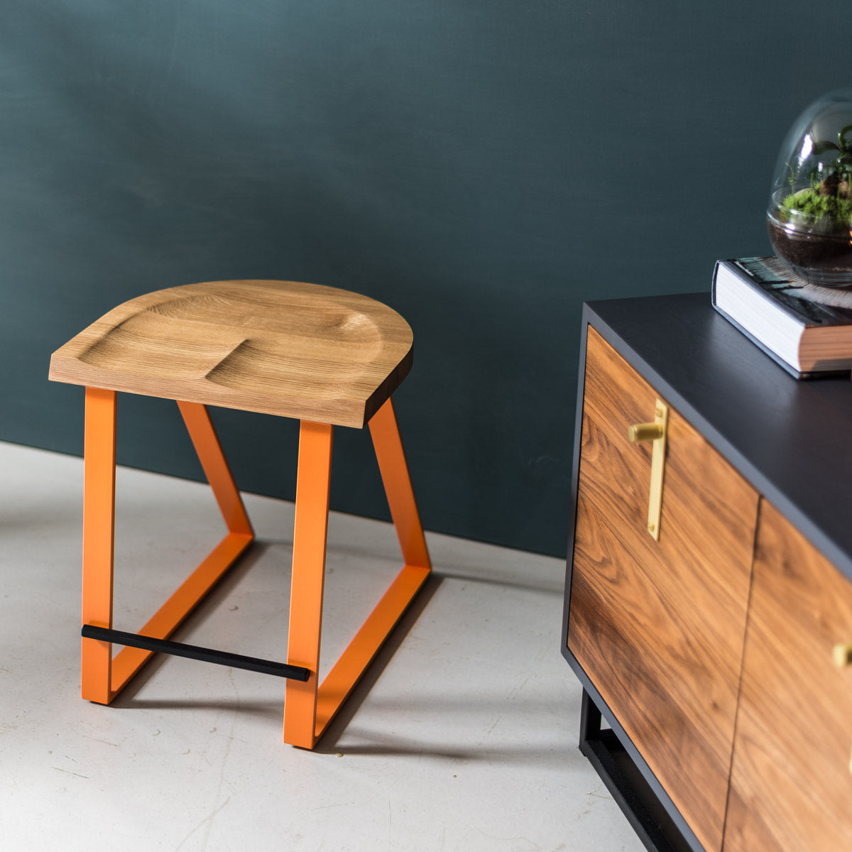 An image of the Oak Dining Stool, Angle product available from Koda Studios