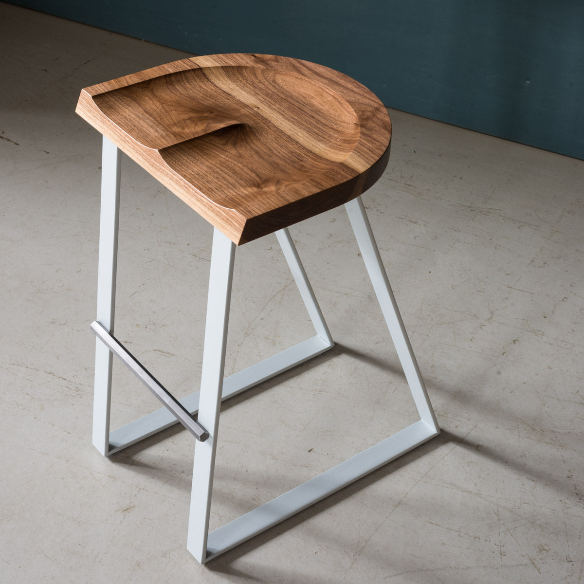 An image of the Walnut Counter Stool, Angle product available from Koda Studios