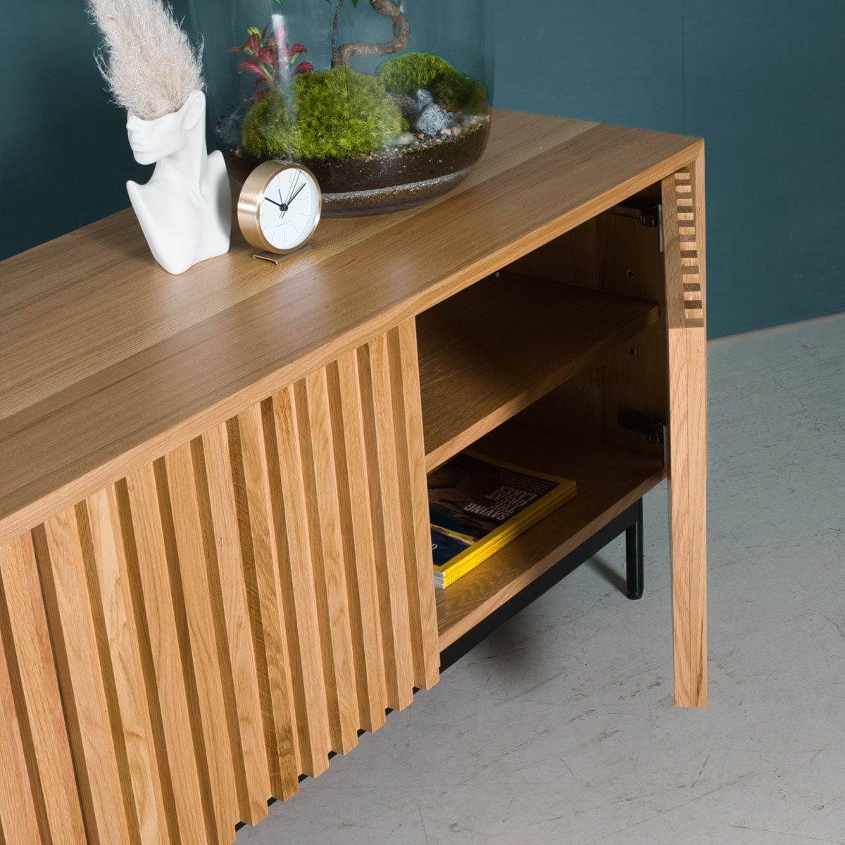 An image of the Fluted Oak Cabinet product available from Koda Studios